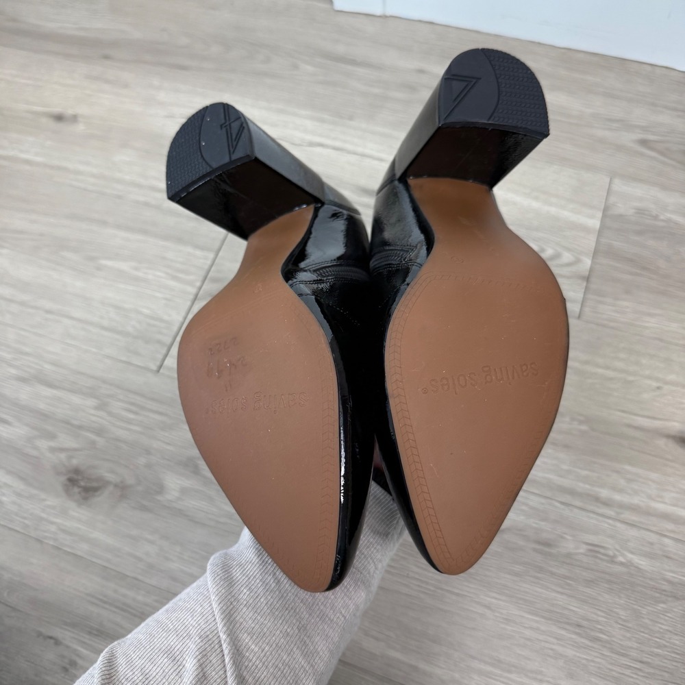 NWOB FRANKIE4 Black Patent Leather Maisie Heeled Ankle Boots - Picture 11 of 12